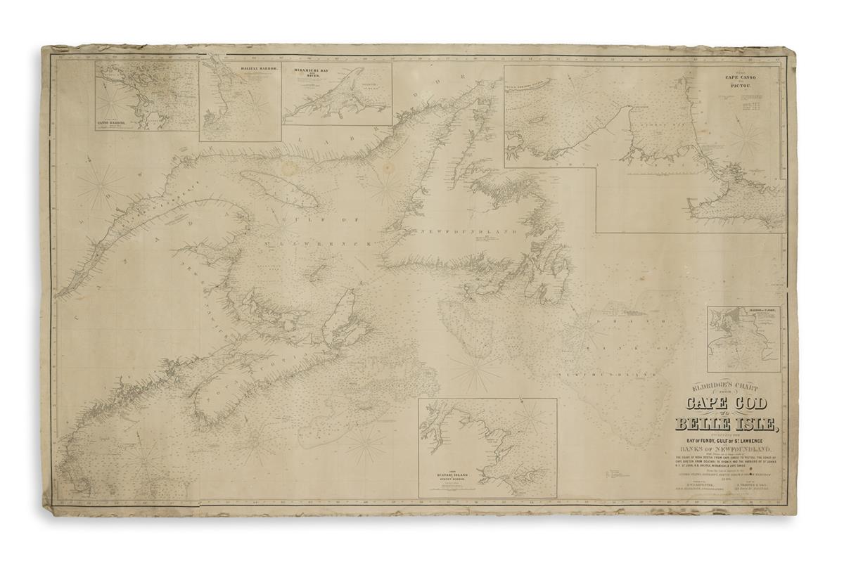 (CHARTS.) Eldridge, George. Eldridges Chart from Cape Cod to Belle Isle, Including the Bay of Fundy,